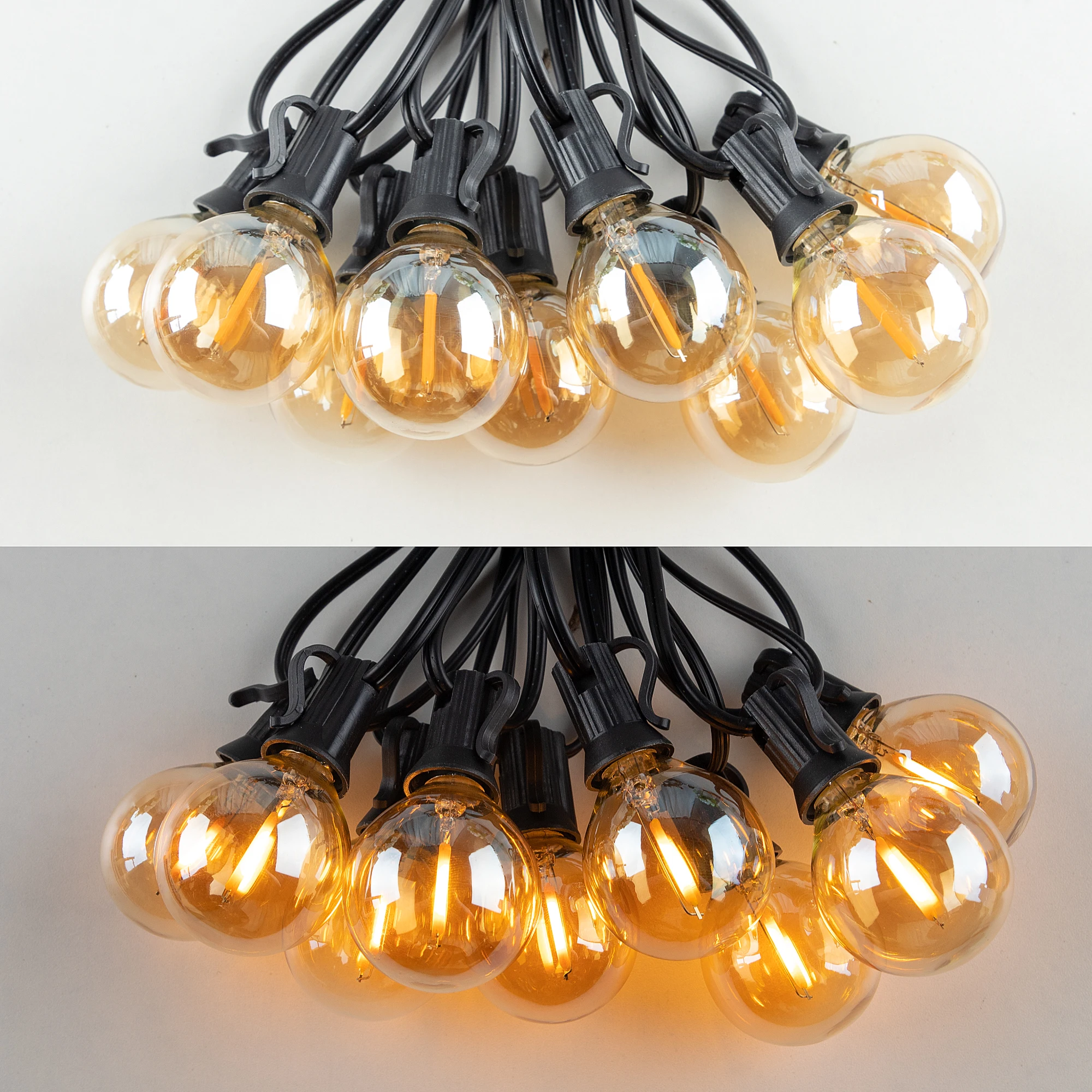 50Pcs G40 String Light Replacement Light Bulbs Gold Tint Glass E12 220V Base 1W Dimmable Outdoor Decor Globe LED Filament Bulb