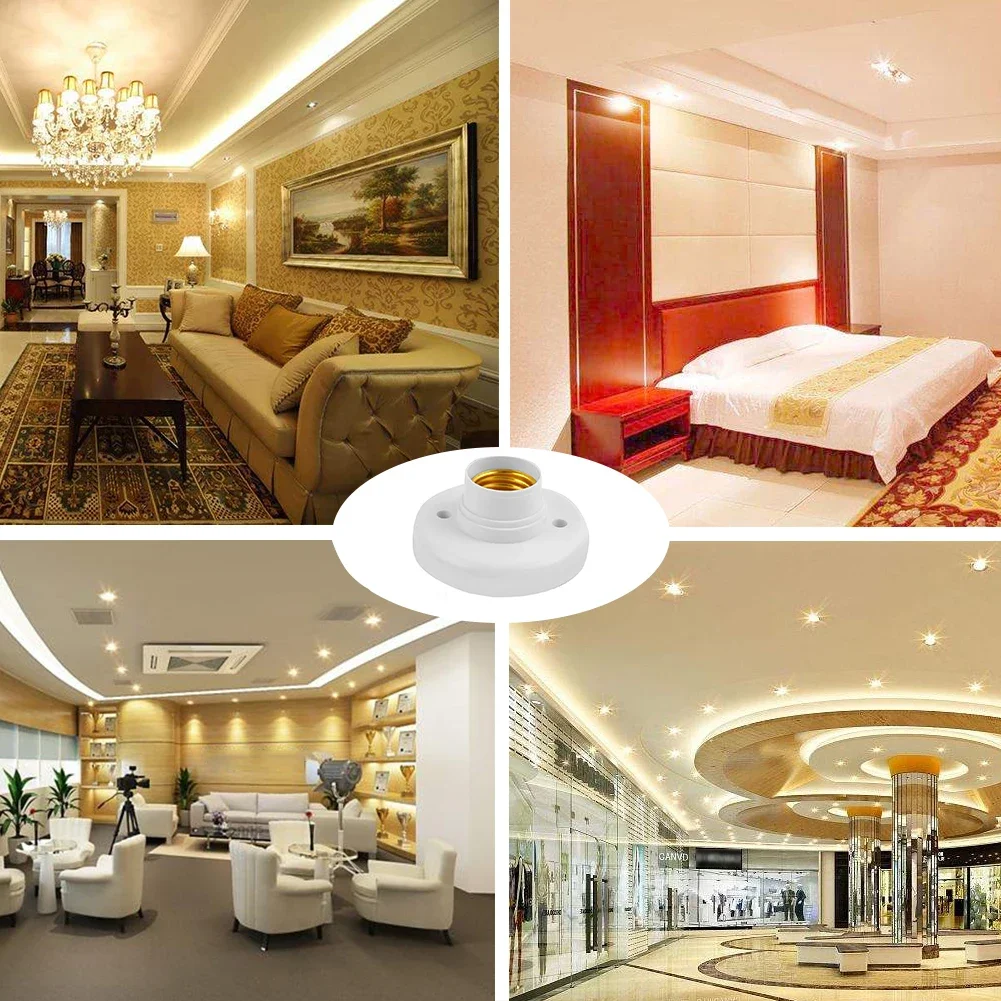 20/1PCS 220V E27 Screw Lamp Stand Light Bulb Socket Holder Adapter Base Cap Socket White Ceiling Light Lamp Bulb Fixing Base