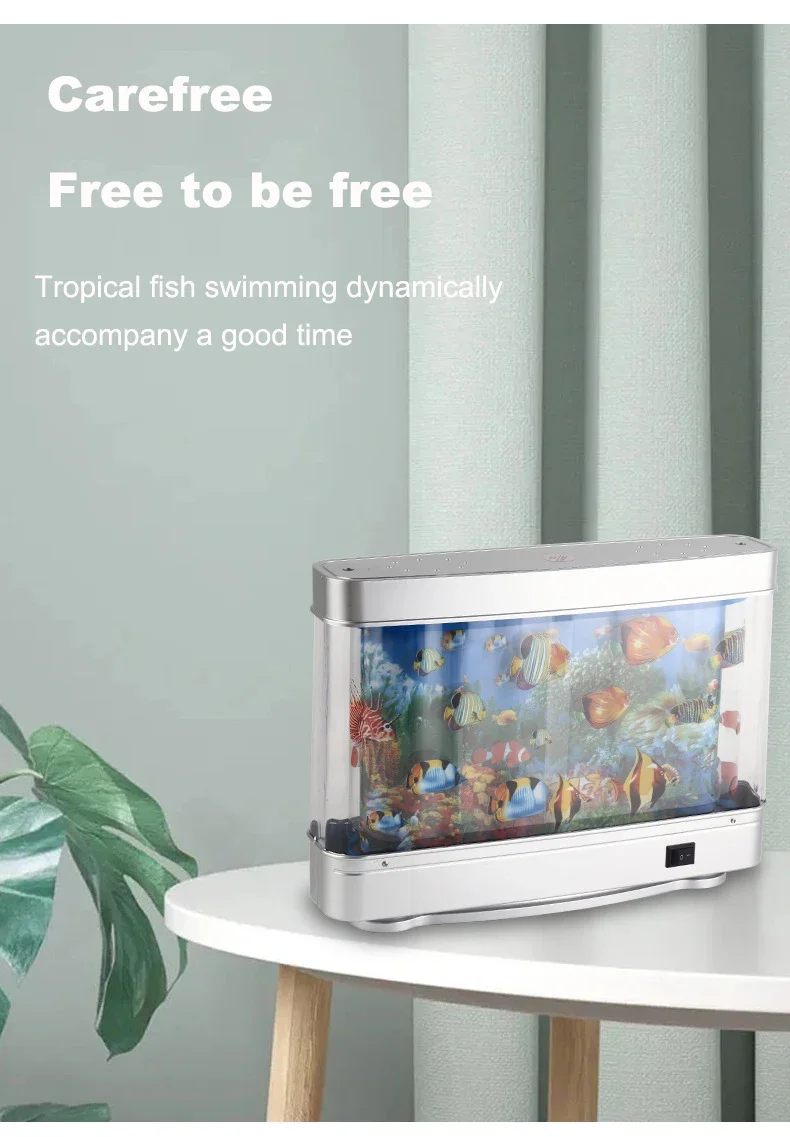 Tropical Fish Tank Lamps Artificial Aquarium Decor Virtual Ocean in Motion Night Light For Children Halloween Christmas Gift Toy