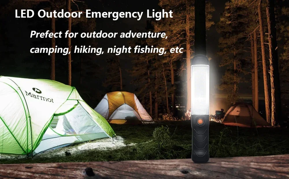 Portable Magnetic Auto Repair Work Light USB Rechargeable LED Flashlight With Magnet Hook For Car Repair Fishing Emergencies