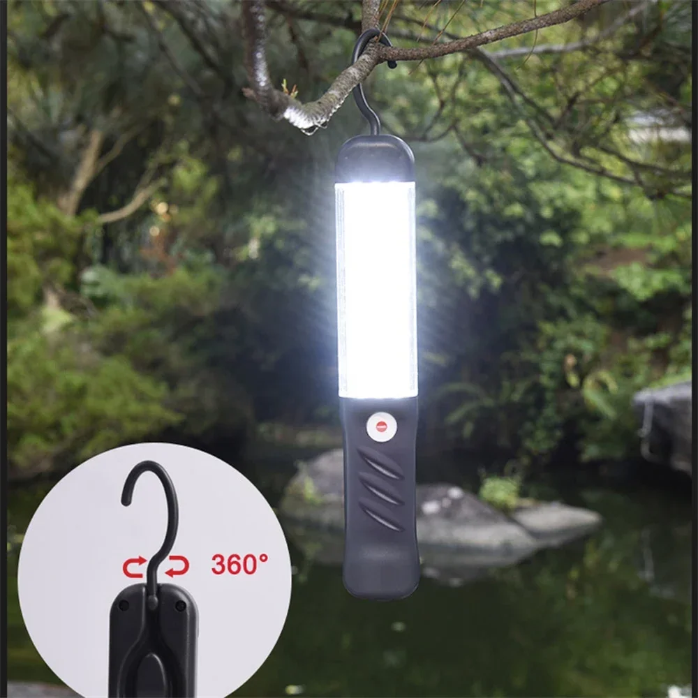 Portable Magnetic Auto Repair Work Light USB Rechargeable LED Flashlight With Magnet Hook For Car Repair Fishing Emergencies