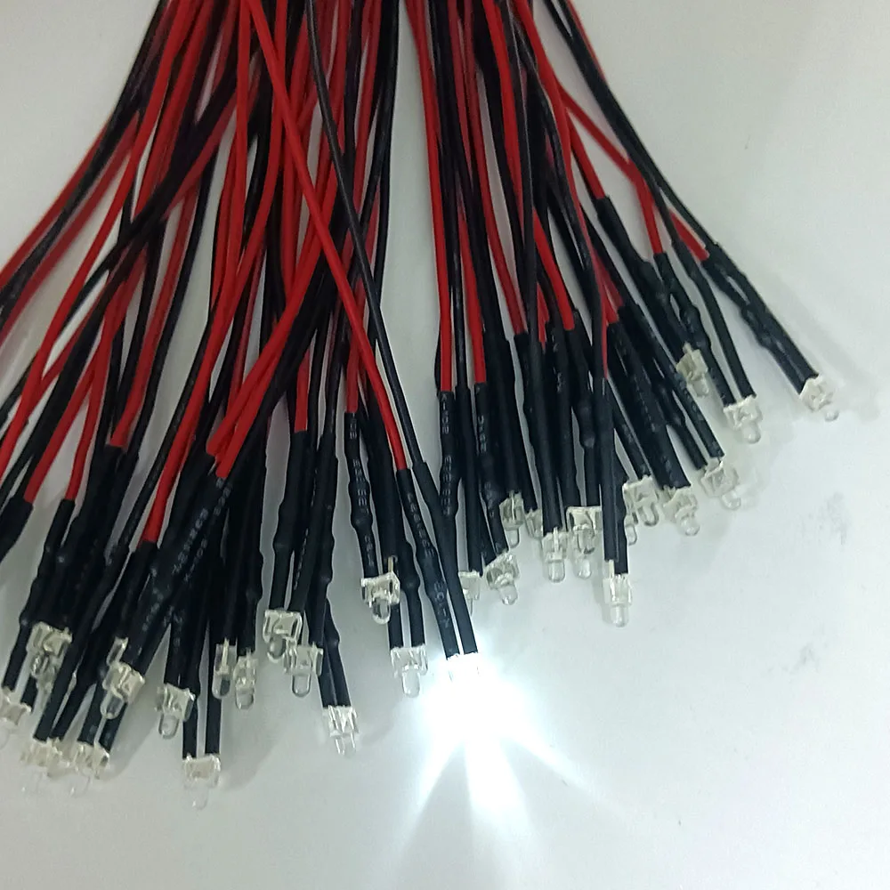 20pcs 3V-12V 1.8mm 2mm LED Red/Green/Blue/Yellow/UV/Orange/Pink/Warm/White/Ice Blue/RGB Pre-Wired Light Emitting Diodes