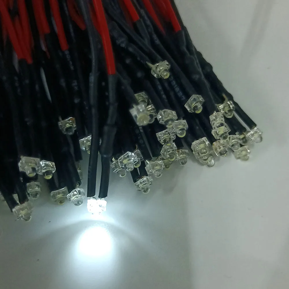 20pcs 3V-12V 1.8mm 2mm LED Red/Green/Blue/Yellow/UV/Orange/Pink/Warm/White/Ice Blue/RGB Pre-Wired Light Emitting Diodes
