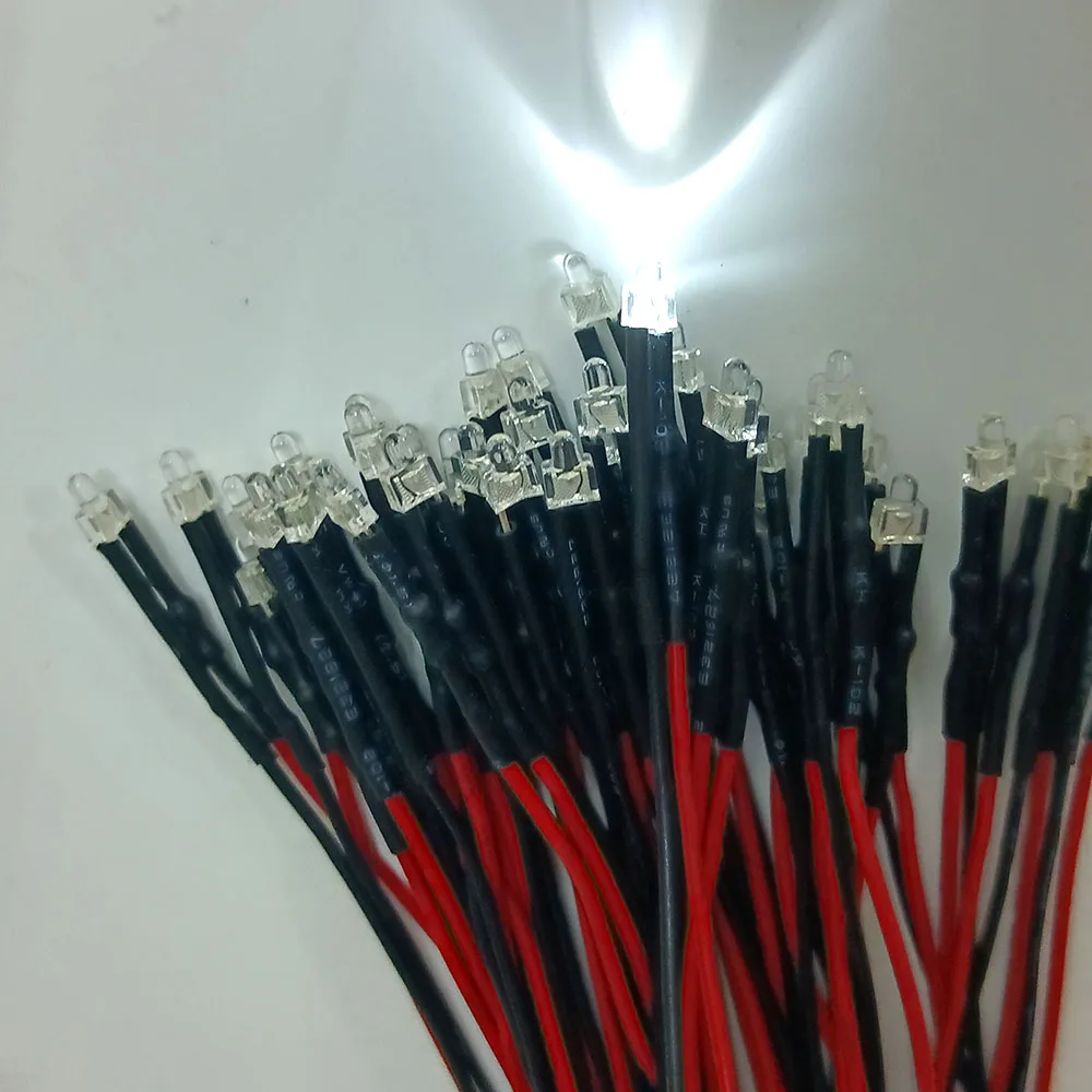 20pcs 3V-12V 1.8mm 2mm LED Red/Green/Blue/Yellow/UV/Orange/Pink/Warm/White/Ice Blue/RGB Pre-Wired Light Emitting Diodes