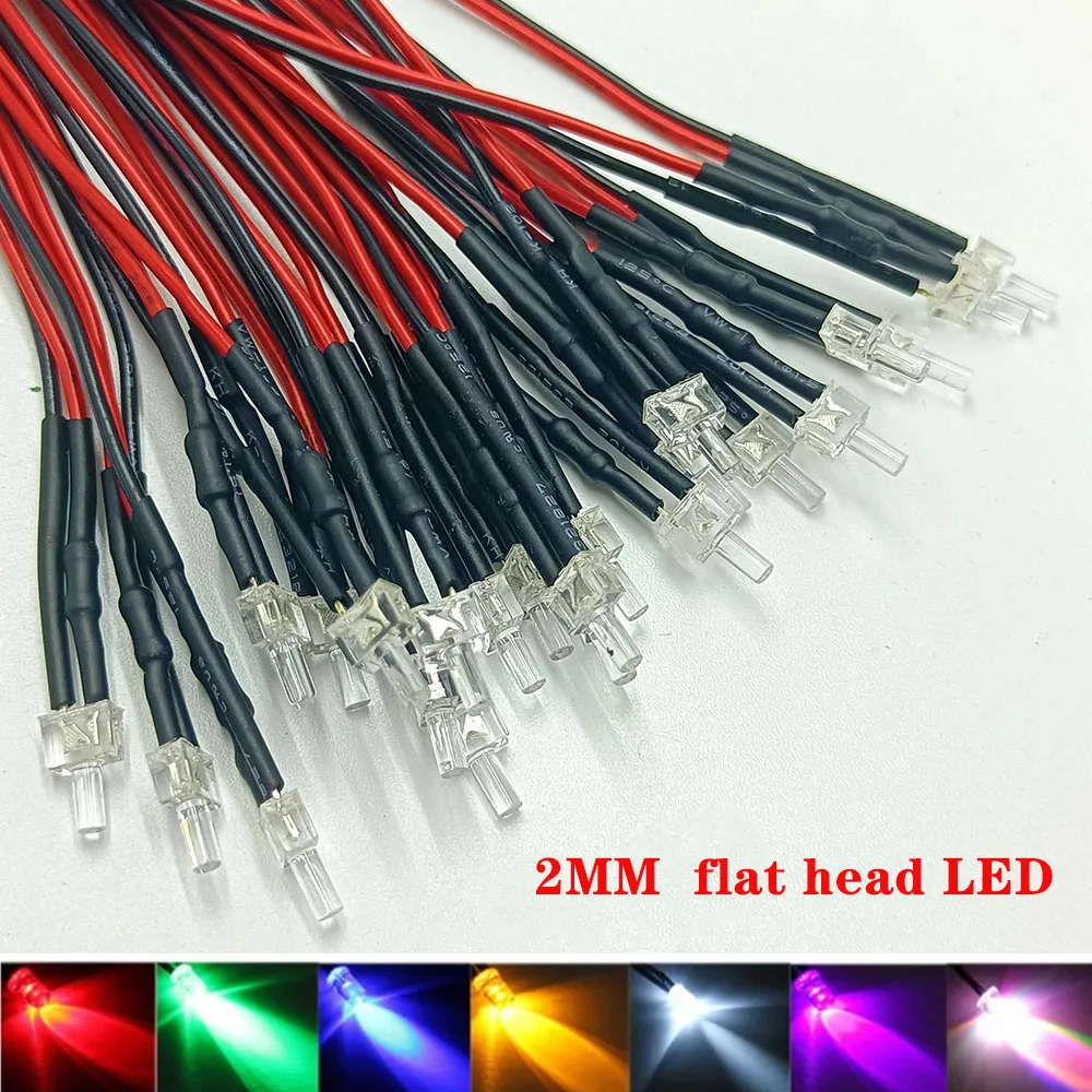 20pcs 3V-12V 1.8mm 2mm LED Red/Green/Blue/Yellow/UV/Orange/Pink/Warm/White/Ice Blue/RGB Pre-Wired Light Emitting Diodes
