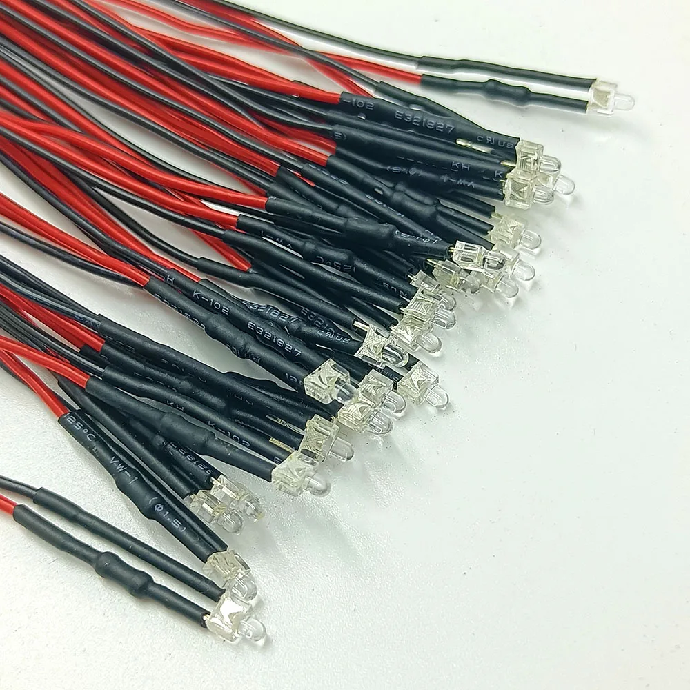 20pcs 3V-12V 1.8mm 2mm LED Red/Green/Blue/Yellow/UV/Orange/Pink/Warm/White/Ice Blue/RGB Pre-Wired Light Emitting Diodes