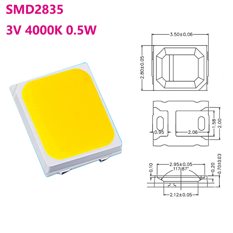 100pcs LED SMD 5730 or 2835 Copper LED COB Chip Lamp Beads 0.5W LED Lighting Interior Replacement Parts for LED Round Board Bulb