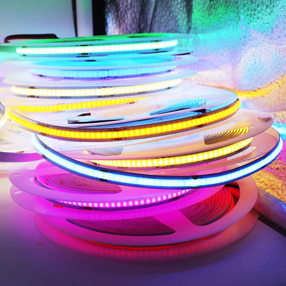 5V USB COB Led Strip Light White/Red/Green/Pink/Ice Blue/Yellow 320 Leds Flexible Ribbon DC Night Lamp TV Backlights Home Decor