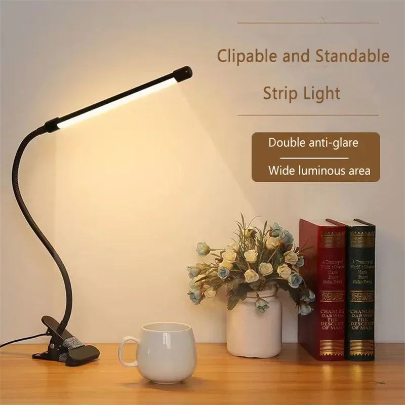 LED Reading Light Clip Type Desk Lamp Study Student Dormitory Table Lamp Bedroom Desktop Bedside Lamp Eye Protection Clamp Lamp
