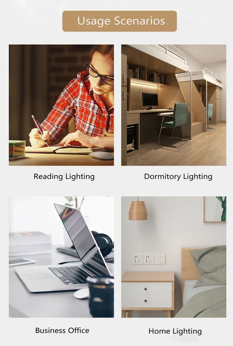 LED Reading Light Clip Type Desk Lamp Study Student Dormitory Table Lamp Bedroom Desktop Bedside Lamp Eye Protection Clamp Lamp