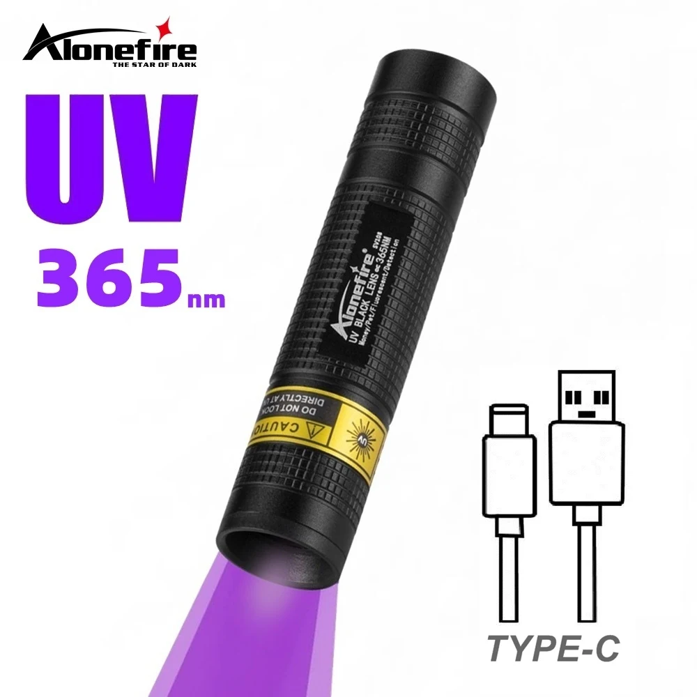 Mini 365nm Led Black Light UV Flashlight Usb Rechargeable Nail Lamp Pet Stain Leakage Marker Ore Money Scorpion Detection Lamp