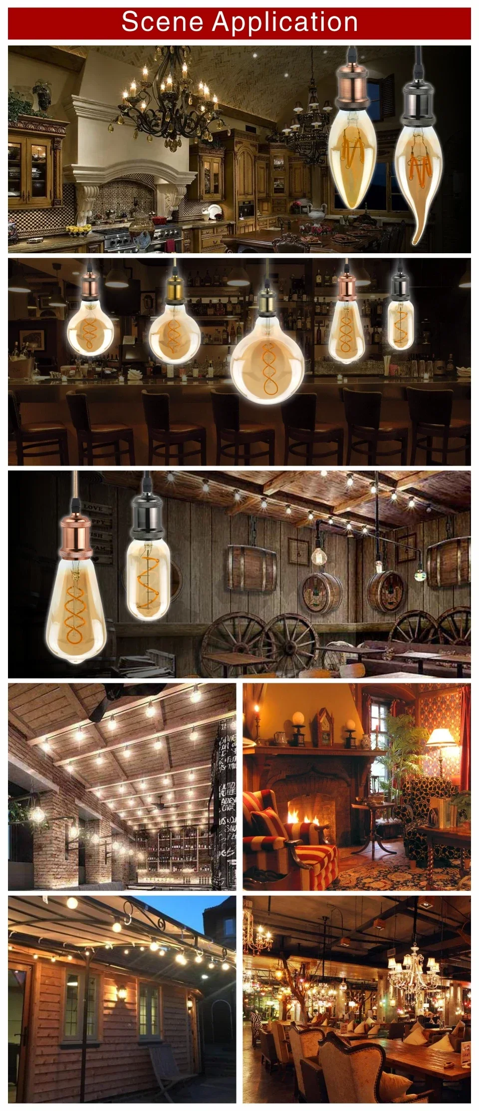 E14 E27 Retro LED Spiral Filament Light Bulb 4W Warm Yellow 220V C35 A60 T45 ST64 T185 T225 G80 G95 G125 Vintage Edison Lamp