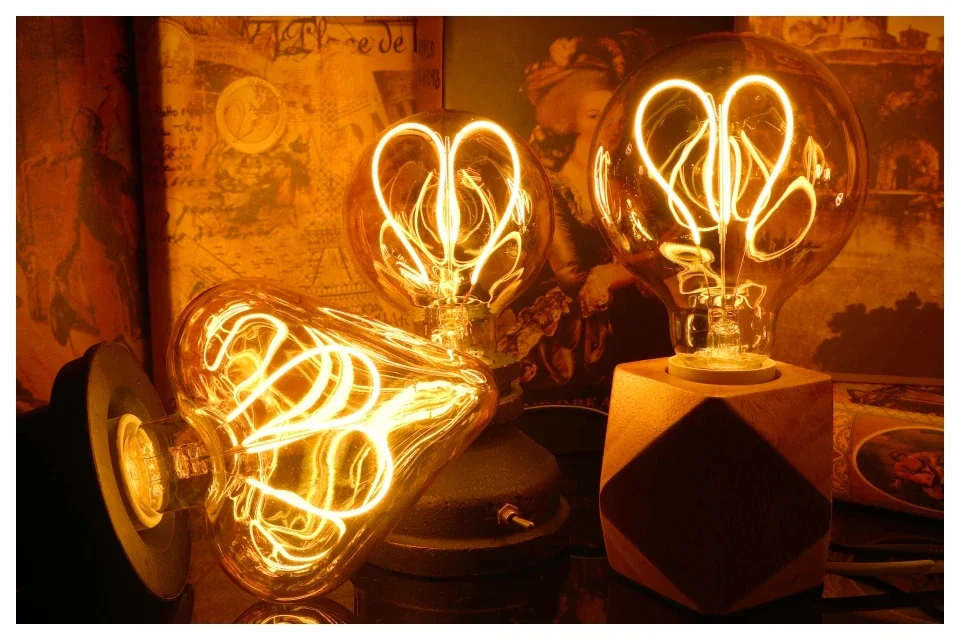 E14 E27 Retro LED Spiral Filament Light Bulb 4W Warm Yellow 220V C35 A60 T45 ST64 T185 T225 G80 G95 G125 Vintage Edison Lamp