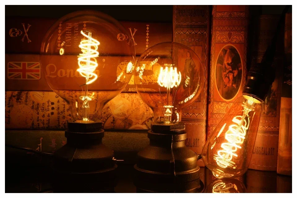 E14 E27 Retro LED Spiral Filament Light Bulb 4W Warm Yellow 220V C35 A60 T45 ST64 T185 T225 G80 G95 G125 Vintage Edison Lamp