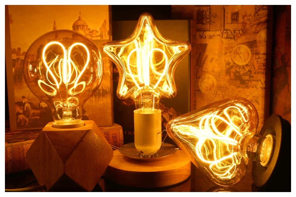 E14 E27 Retro LED Spiral Filament Light Bulb 4W Warm Yellow 220V C35 A60 T45 ST64 T185 T225 G80 G95 G125 Vintage Edison Lamp