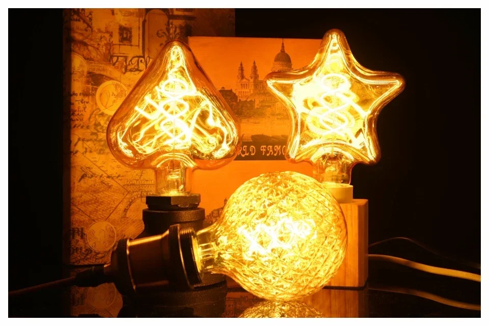 E14 E27 Retro LED Spiral Filament Light Bulb 4W Warm Yellow 220V C35 A60 T45 ST64 T185 T225 G80 G95 G125 Vintage Edison Lamp