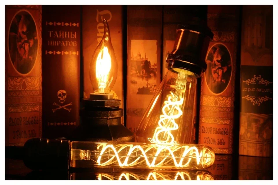 E14 E27 Retro LED Spiral Filament Light Bulb 4W Warm Yellow 220V C35 A60 T45 ST64 T185 T225 G80 G95 G125 Vintage Edison Lamp