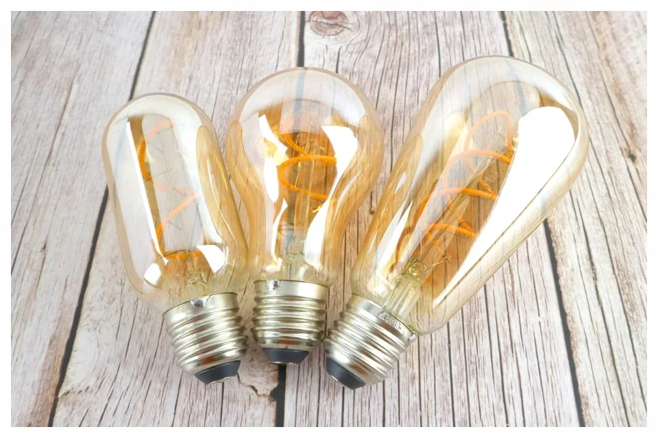 E14 E27 Retro LED Spiral Filament Light Bulb 4W Warm Yellow 220V C35 A60 T45 ST64 T185 T225 G80 G95 G125 Vintage Edison Lamp