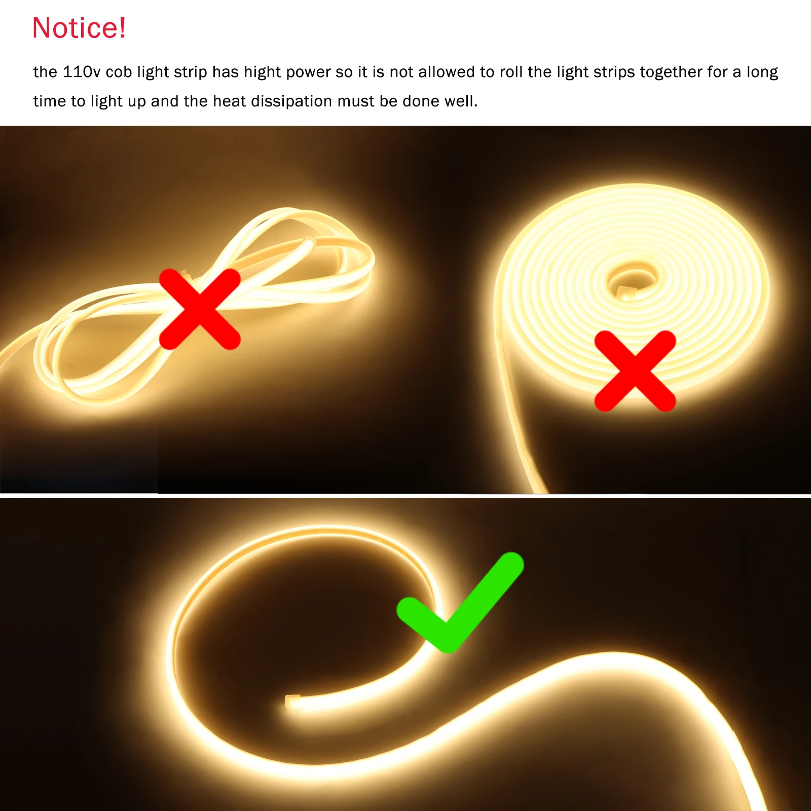 110V 220V Super Bright COB LED Strip with Switch FOB Tape Ribbon EU US Plug 35M 30M 20M 15M 10M 5M Neon Lights For Kitchen Room