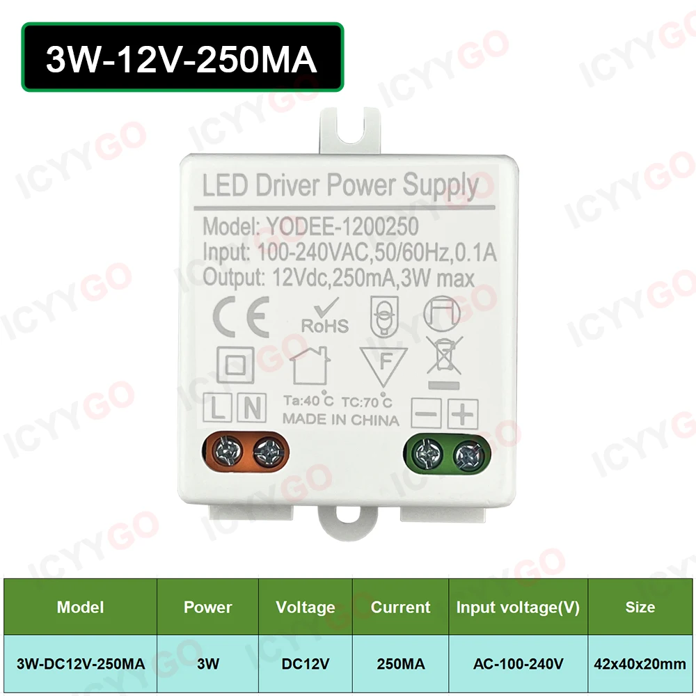 3W 6W 10W 12W DC12V 24V Lighting Transformer 250MA 500MA 830MA 600MA Driver Suitable For LED Light Strip 3528 5050 Power Supply
