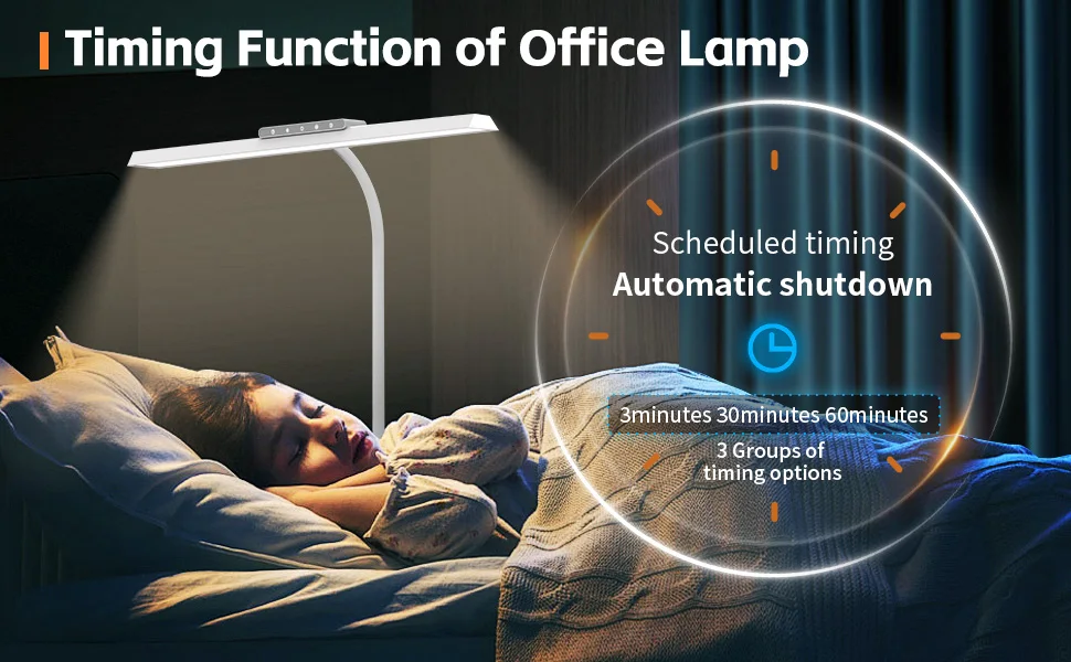 Desk Lamp, 3 Colors Stepless Dimming LED Desk Lamps for Home Office Adjustable Memory Desk Light with Clamp Touch Control