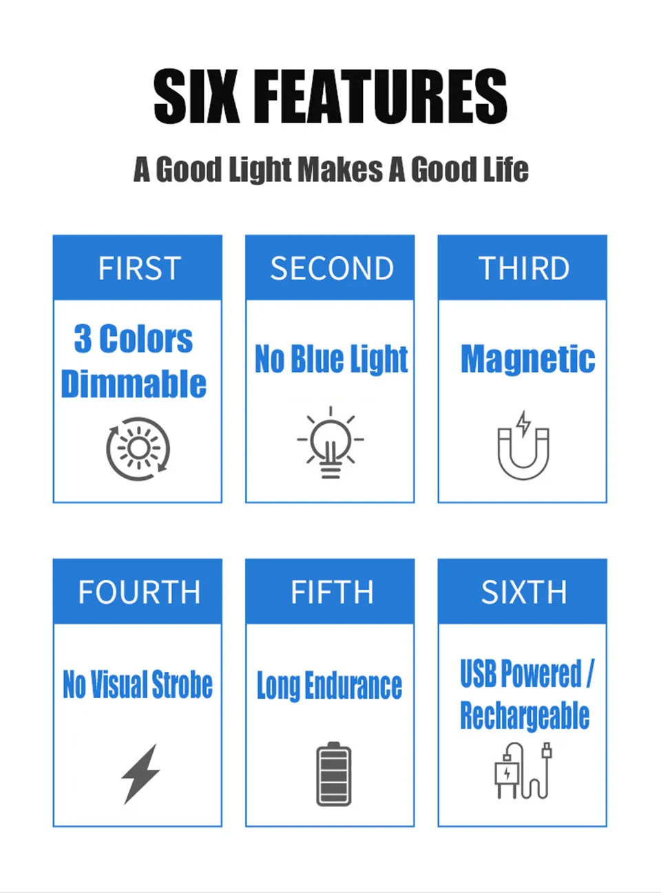 Desk Lamp 48cm Hanging Magnetic Table Lamp USB Or Rechargeable LED Reading Light Dimmable Cabinet Bedside Mirror Night Light