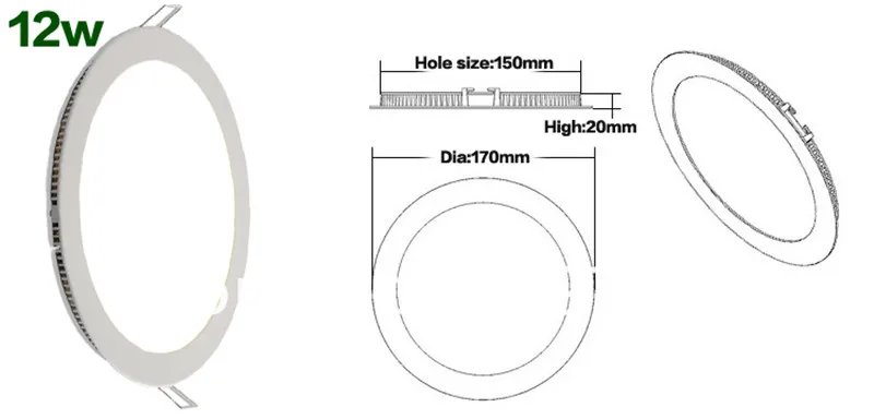 3W-25W Round LED Ceiling Light Recessed Kitchen Bathroom Lamp AC85-265V LED Down Light Warm White/Cool White Free Shipping