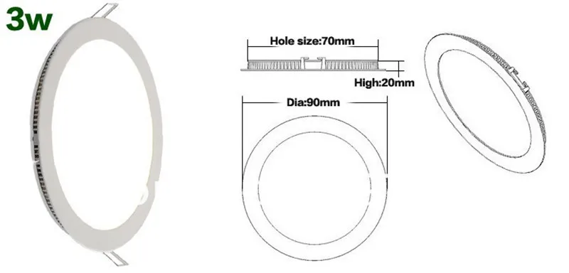 3W-25W Round LED Ceiling Light Recessed Kitchen Bathroom Lamp AC85-265V LED Down Light Warm White/Cool White Free Shipping