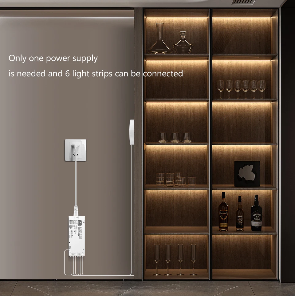 8MM Kitchen Shelf Led Light With Touch Sensor Switch Dimming COB Lights Hand Sweep Motion Under Cabinet Lamp Bedroom Lighting