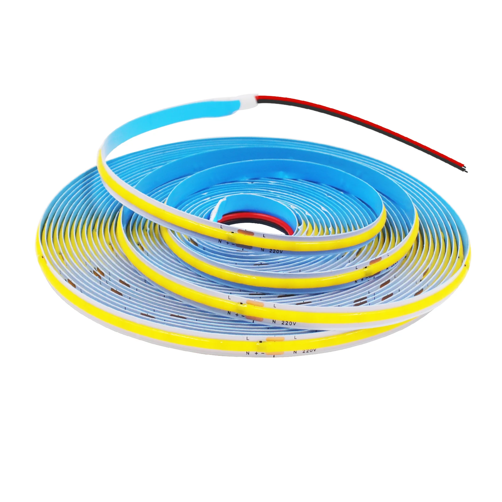 AC 220V COB LED Strip Light 5M 10M 20M 50M Flexible COB LED Tape with Adhesive Tape 240LEDs High Density Linear Lighting Ribbon