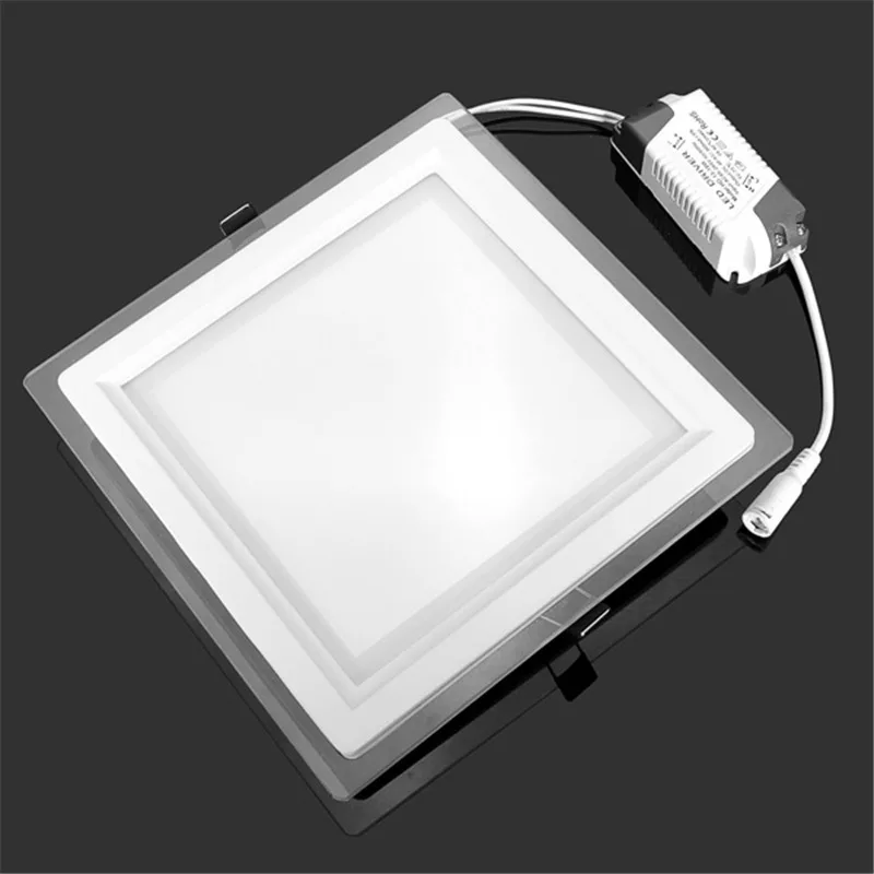 6W 9W 12W 18W 24W LED Panel Downlight Square Glass Panel Lights Ceiling Recessed Lamps LED Spot Light AC85-265V With adapter