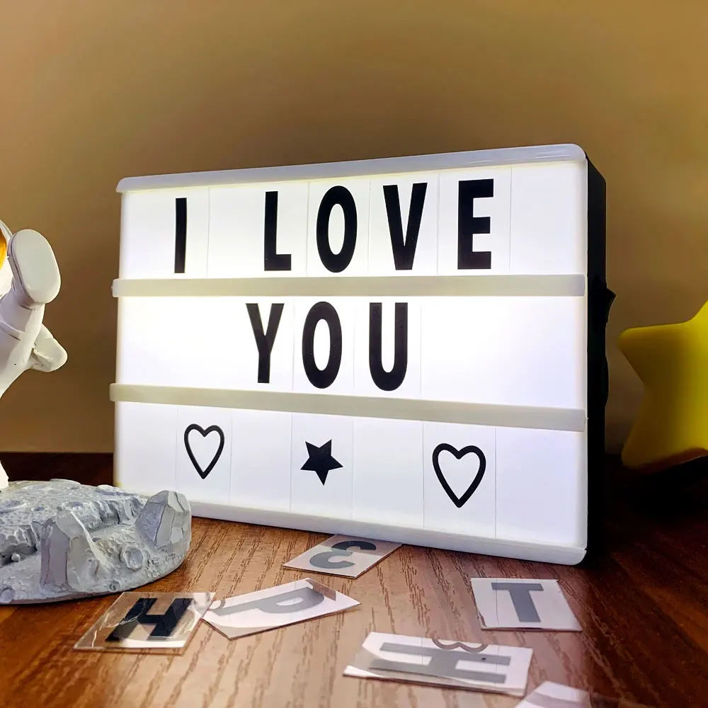 A3 A4 A5 A6 Size LED Combination Night Light Box Lamp DIY Black Letters Cards USB or AA dry Battery Cinema Lightbox Gift lantern