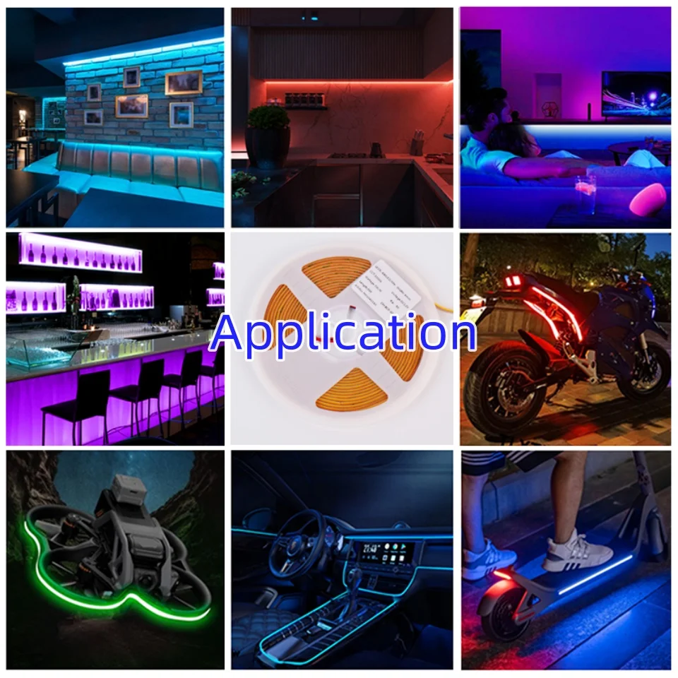 4mm COB LED Strip Light Flexible 12V 24V 480LED/m 3000K 4000K 6500K Orange Purple Pink Led Tape for Home Kitchen Car Decoration