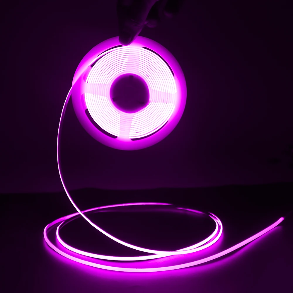 4mm COB LED Strip Light Flexible 12V 24V 480LED/m 3000K 4000K 6500K Orange Purple Pink Led Tape for Home Kitchen Car Decoration