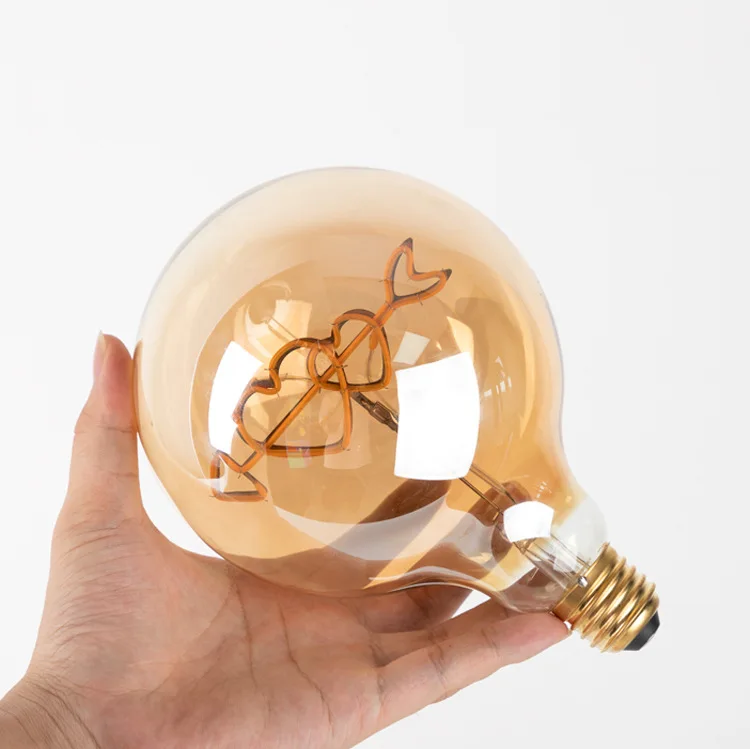 Edison Light Bulb Soft Filament Light G125 LOVE HOME Cat 220V Personalized Creative Letter Light Warm Yellow Decorative Lamps