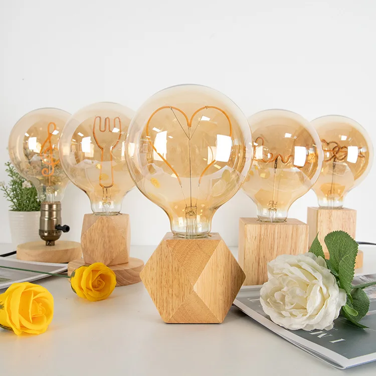 Edison Light Bulb Soft Filament Light G125 LOVE HOME Cat 220V Personalized Creative Letter Light Warm Yellow Decorative Lamps
