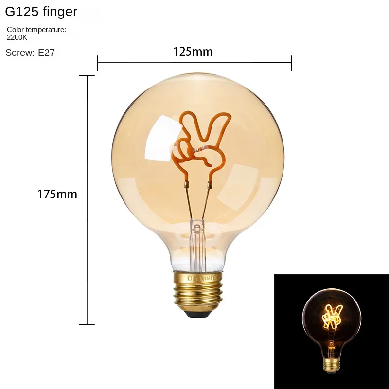 Edison Light Bulb Soft Filament Light G125 LOVE HOME Cat 220V Personalized Creative Letter Light Warm Yellow Decorative Lamps