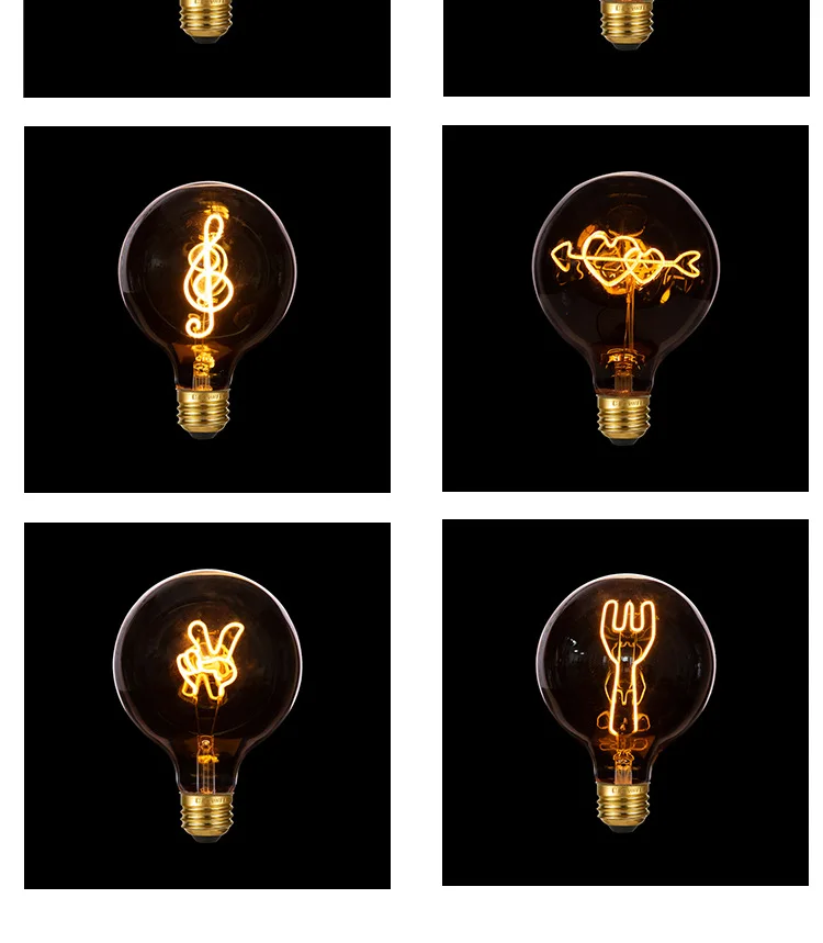 Edison Light Bulb Soft Filament Light G125 LOVE HOME Cat 220V Personalized Creative Letter Light Warm Yellow Decorative Lamps