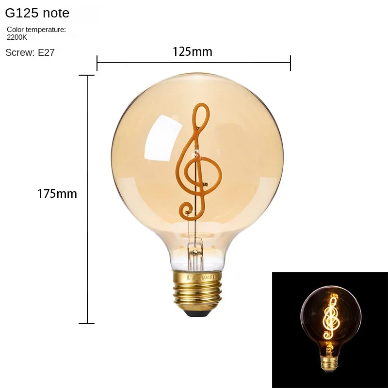 Edison Light Bulb Soft Filament Light G125 LOVE HOME Cat 220V Personalized Creative Letter Light Warm Yellow Decorative Lamps