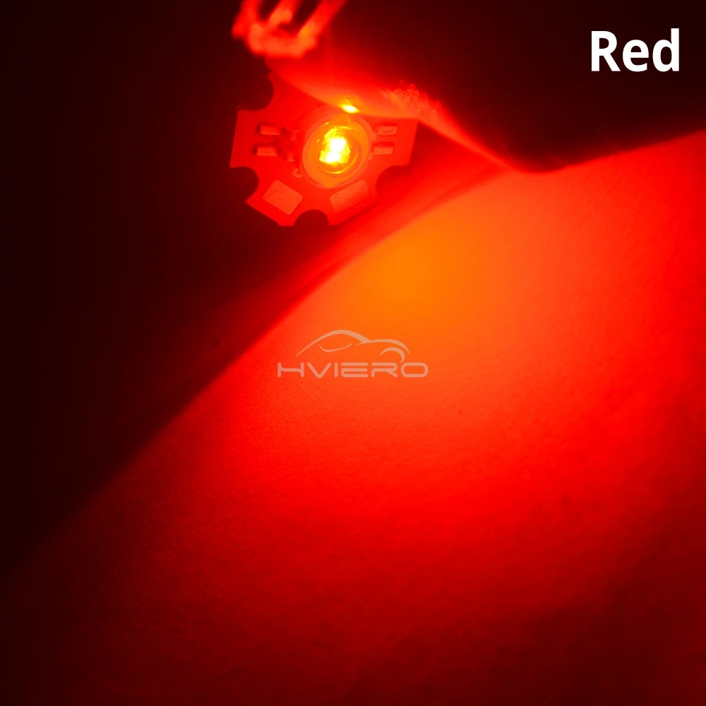 10X 20mm 3V 1W 3W High Power Chip Light Bead White Red Blue Green Led Beads Emitter LED Bulb Diodes Lamp with Star Min Heatsink