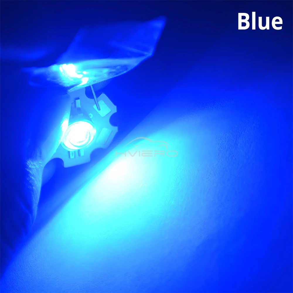10X 20mm 3V 1W 3W High Power Chip Light Bead White Red Blue Green Led Beads Emitter LED Bulb Diodes Lamp with Star Min Heatsink