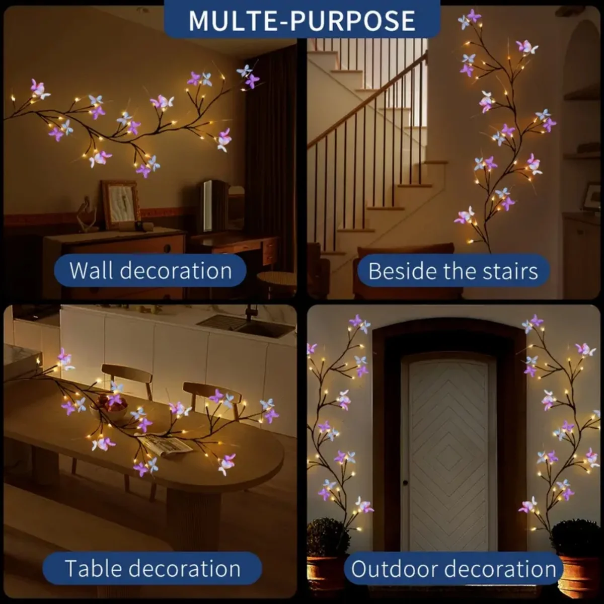 1pc 30LED Enchanted Willow Vine Light With Butterfly USB Powered 8 Lighting Modes Indoor Outdoor Waterproof Vine Lights Suitable