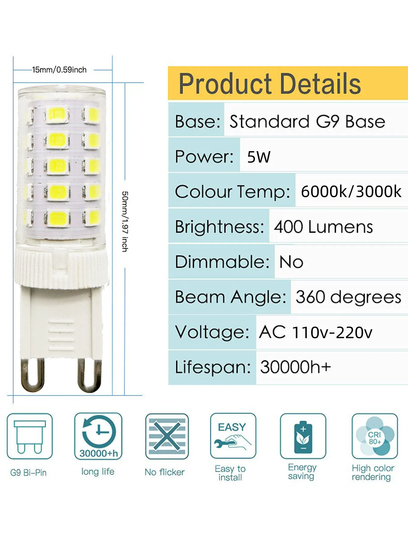 10 Pcs Brightest G9 LED Lamp AC220V Ceramic SMD2835 LED Bulb Warm/Cool White Spotlight replace Halogen light wholesale