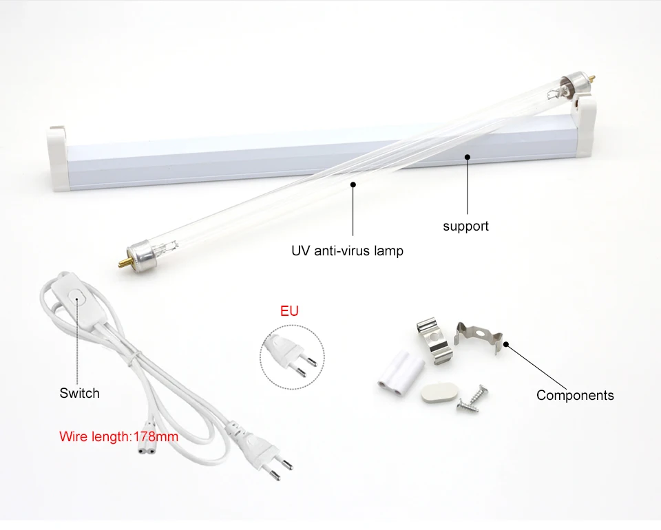 UVC Quartz Ultraviolet Lamp 220V 240V 6W 8W UV Light Sterilizer T5 Tube Bulb LED Ozone Bactericidal Lamp Germicidal Disinfection
