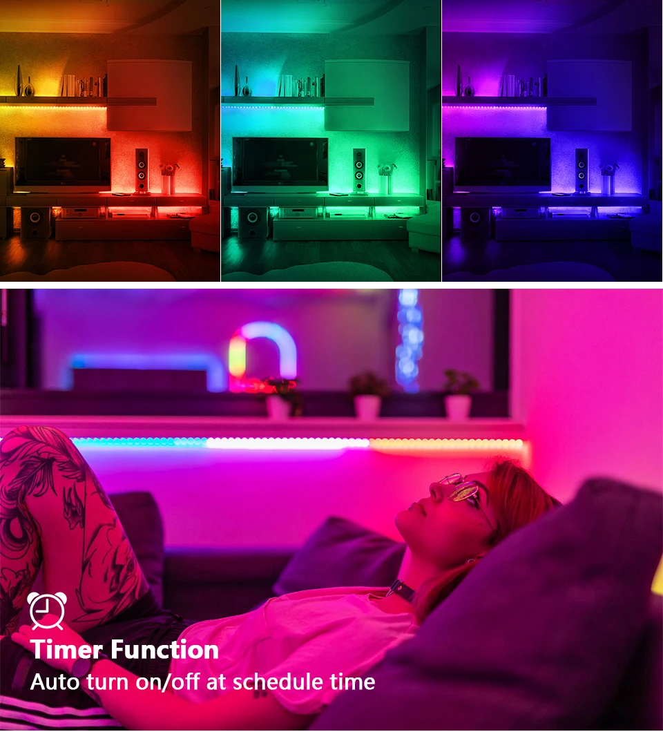 WS2812B LED Light DC5V Smart Pixel RGB Led Strip Light Individually Addressable IC IP30 IP65 IP67 Magic Tape Light Black PCB