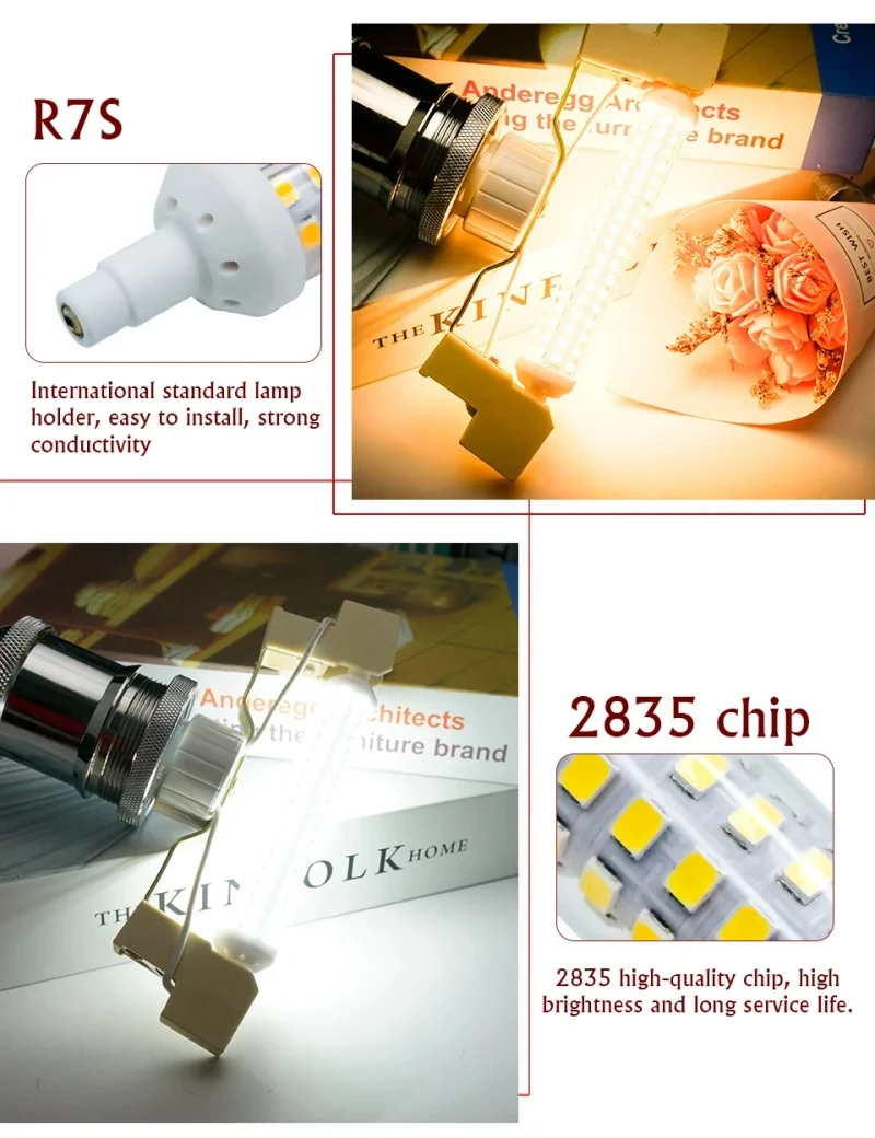 R7s LED Lamp 220V 78mm 118mm 135mm Dimmable LED Bulb 2835 SMD Lamp Replace Halogen Light Spotlight R7S Bulb No Flicker