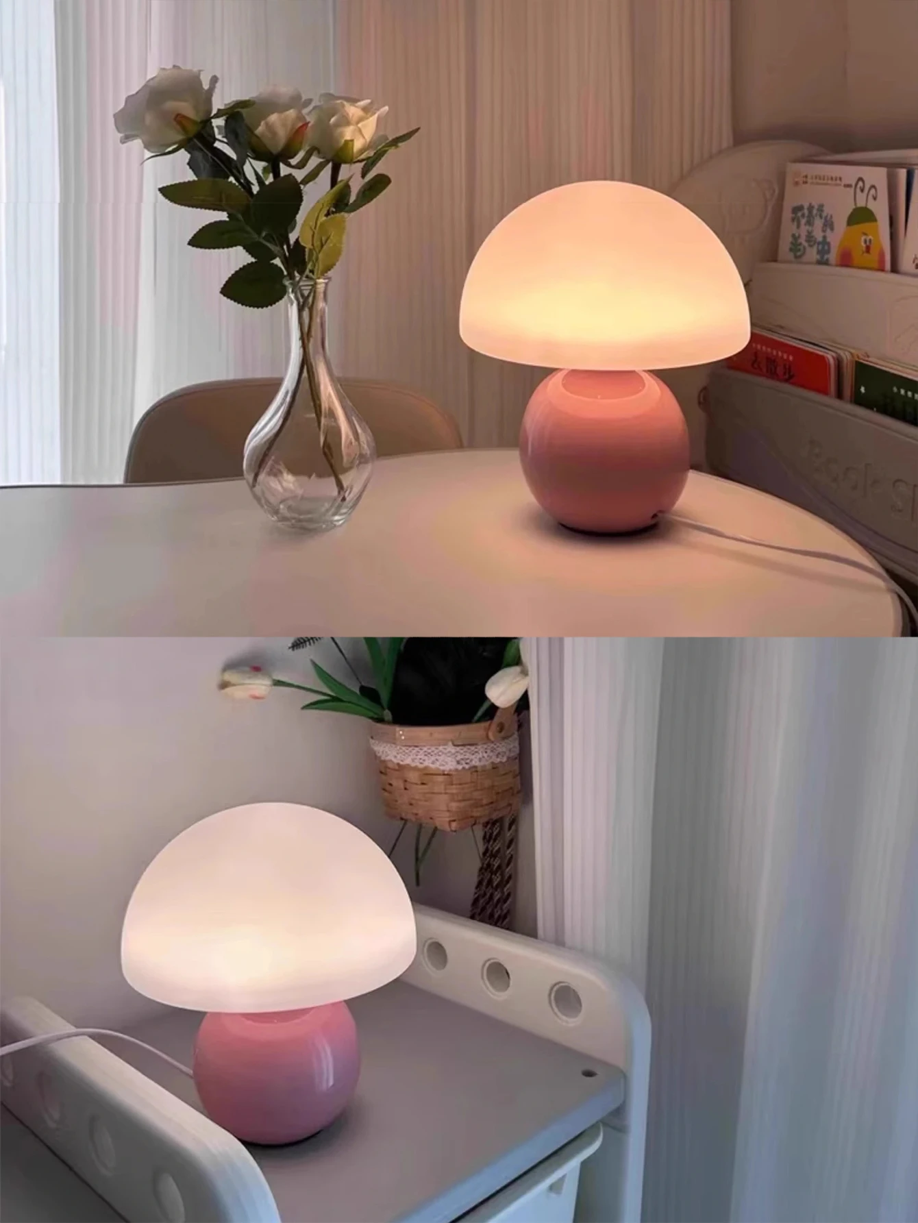 A Pink/Orange/Red/White/Beige USB Socket Decorative Table Lamp for Room Light, Decorative Lamp, Night Light, Desk Light