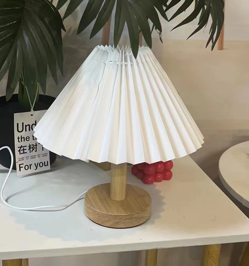 Nordic Pleated Table Lamp DIY Foldable 5V USB 220V Art Atmosphere Bedroom Bedside Night Light Home Decorate