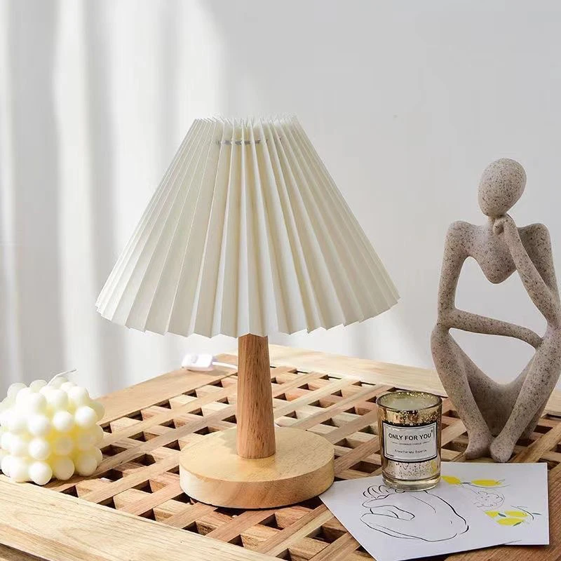 Nordic Pleated Table Lamp DIY Foldable 5V USB 220V Art Atmosphere Bedroom Bedside Night Light Home Decorate