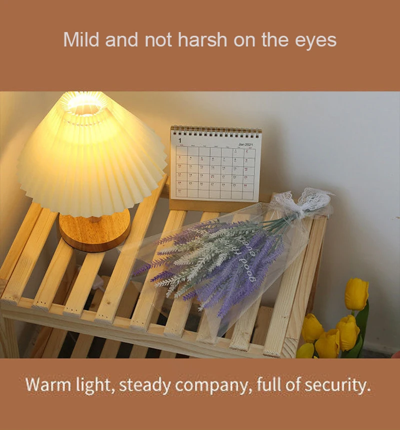Nordic Pleated Table Lamp DIY Foldable 5V USB 220V Art Atmosphere Bedroom Bedside Night Light Home Decorate